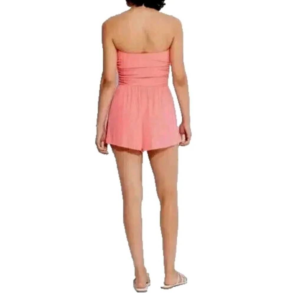 Women's Strapless Knit Tube Romper - Wild Fable Pink 1X
